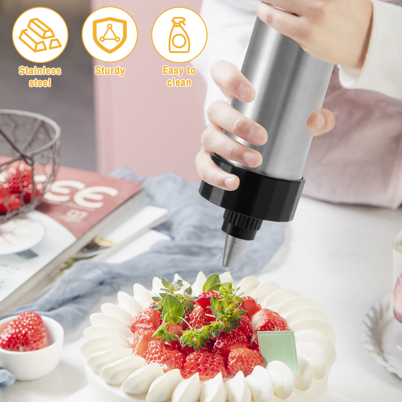 Cookie Press Gun Kit Stainless - đánh giá và giá Churros Maker Gun